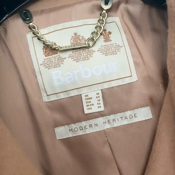 Like New Barbour Melrose Belted Wool Trench Coat size 14 US - Picture 2 of 2